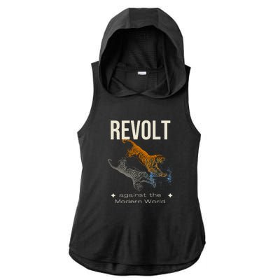 Revolt Against The Modern World Ride The Tiger Julius Evola Ladies PosiCharge Tri-Blend Wicking Draft Hoodie Tank