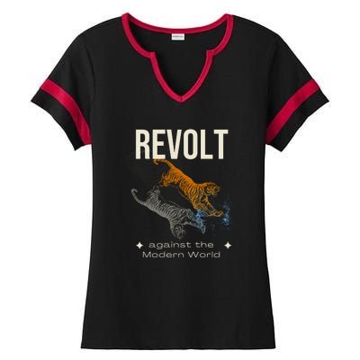 Revolt Against The Modern World Ride The Tiger Julius Evola Ladies Halftime Notch Neck Tee