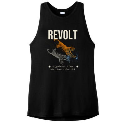 Revolt Against The Modern World Ride The Tiger Julius Evola Ladies PosiCharge Tri-Blend Wicking Tank