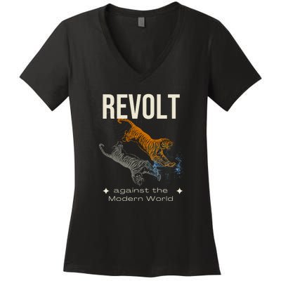 Revolt Against The Modern World Ride The Tiger Julius Evola Women's V-Neck T-Shirt