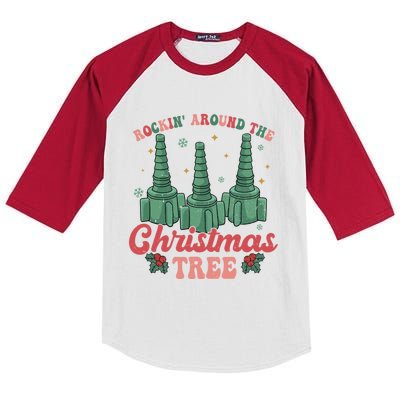 Rocking Around The Christmas Tree Respiratory Therapist Xmas Gift Kids Colorblock Raglan Jersey