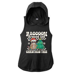 Raccoon Around The Christmas Tree Raccoon Lover Funny Ladies PosiCharge Tri-Blend Wicking Draft Hoodie Tank