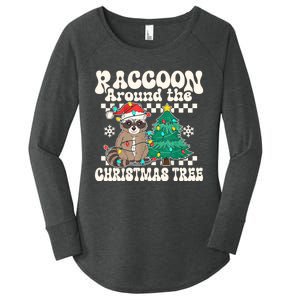 Raccoon Around The Christmas Tree Raccoon Lover Funny Women's Perfect Tri Tunic Long Sleeve Shirt