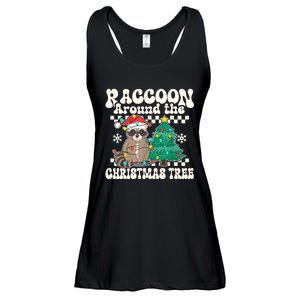 Raccoon Around The Christmas Tree Raccoon Lover Funny Ladies Essential Flowy Tank