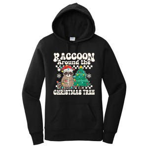 Raccoon Around The Christmas Tree Raccoon Lover Funny Women's Pullover Hoodie