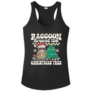 Raccoon Around The Christmas Tree Raccoon Lover Funny Ladies PosiCharge Competitor Racerback Tank