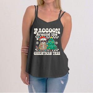 Raccoon Around The Christmas Tree Raccoon Lover Funny Women's Strappy Tank