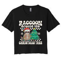 Raccoon Around The Christmas Tree Raccoon Lover Funny Women's Crop Top Tee