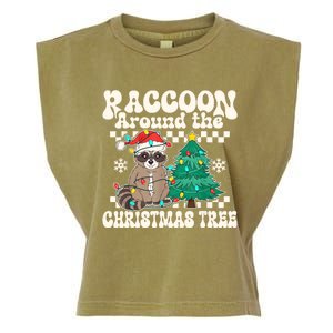 Raccoon Around The Christmas Tree Raccoon Lover Funny Garment-Dyed Women's Muscle Tee