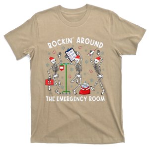 Rockin Around The Emergency Room Skeleton Er Nurse Xmas T-Shirt