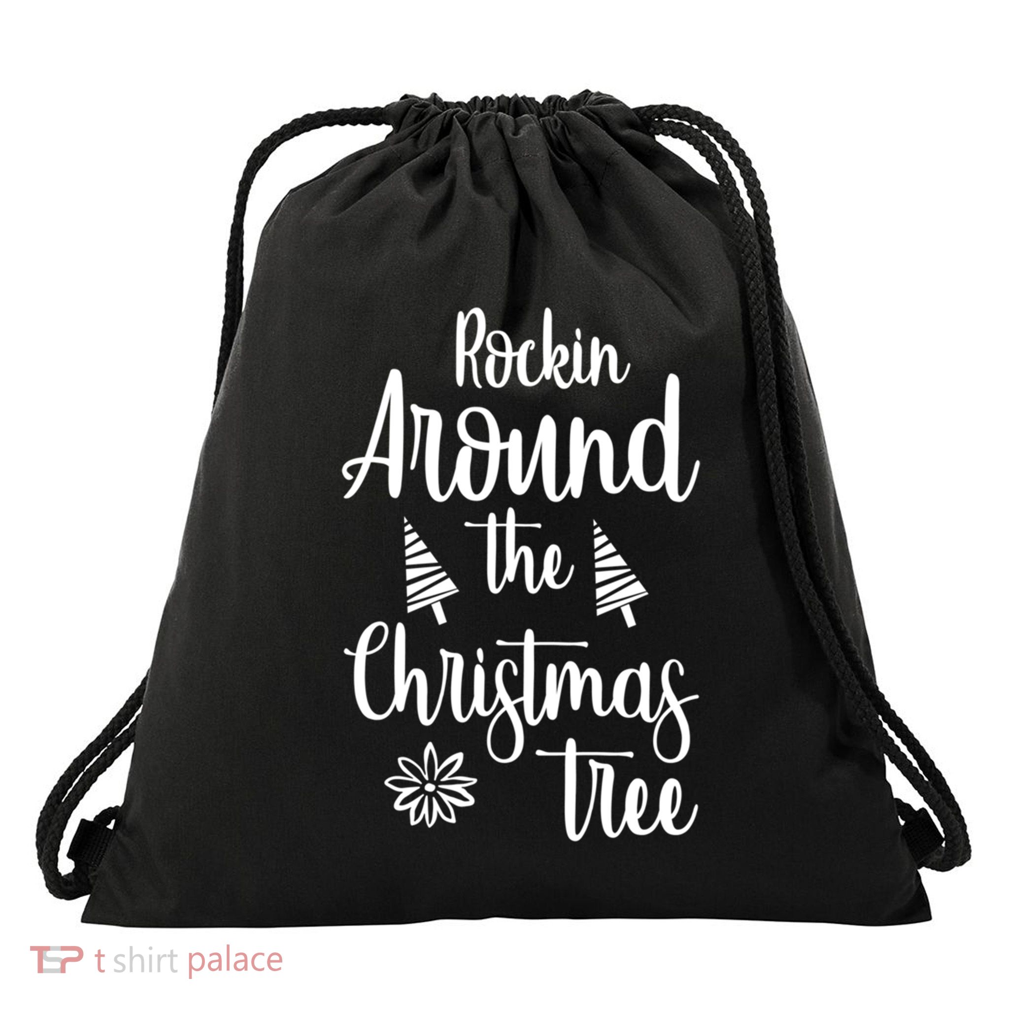 Rockin Around The Christmas Tree Gift Drawstring Bag