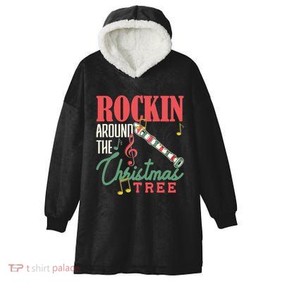 Rockin Around The Christmas Tree Recorder Pyjamas Cool Gift Hooded Wearable Blanket