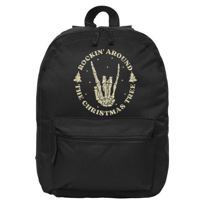 Rockin Around The Christmas Tree Skeleton Hand 16 in Basic Backpack