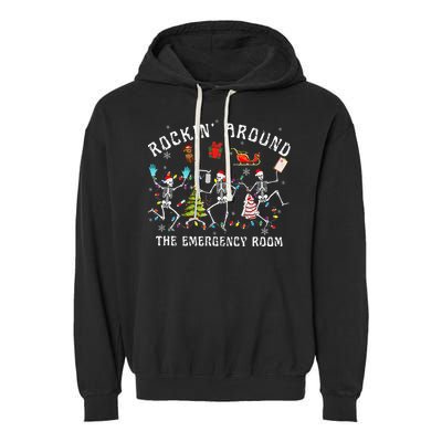 Rocking Around The Emergency Room Nurse Christmas Garment-Dyed Fleece Hoodie