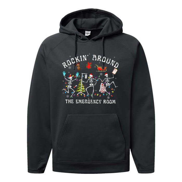 Rocking Around The Emergency Room Nurse Christmas Performance Fleece Hoodie