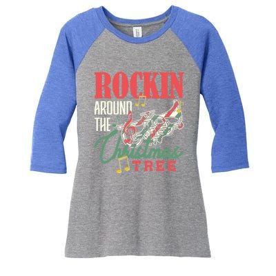 Rockin Around The Christmas Tree Trumpet Pyjamas Gift Women's Tri-Blend 3/4-Sleeve Raglan Shirt