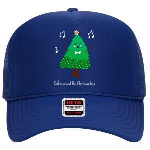 Rockin Around The Christmas Tree Unisex Gift High Crown Mesh Back Trucker Hat