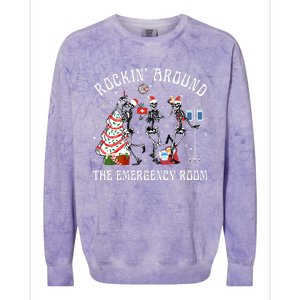 Rockin' Around The Emergency Room Christmas Xmas Nurse Funny Colorblast Crewneck Sweatshirt