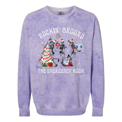 Rockin' Around The Emergency Room Christmas Xmas Nurse Funny Colorblast Crewneck Sweatshirt