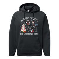 Rockin' Around The Emergency Room Christmas Xmas Nurse Funny Performance Fleece Hoodie