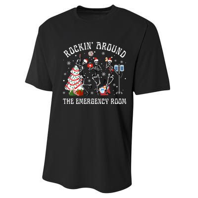 Rockin' Around The Emergency Room Christmas Xmas Nurse Funny Performance Sprint T-Shirt