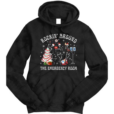 Rockin' Around The Emergency Room Christmas Xmas Nurse Funny Tie Dye Hoodie