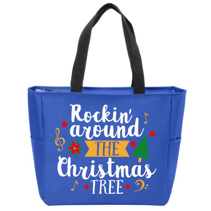 Rockin Around The Christmas Tree Holiday Cool Gift Zip Tote Bag