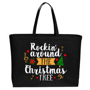 Rockin Around The Christmas Tree Holiday Cool Gift Cotton Canvas Jumbo Tote