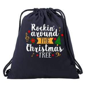 Rockin Around The Christmas Tree Holiday Cool Gift Drawstring Bag