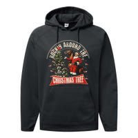 Rockin Around The Christmas Funny Cowboy Trump Western Xmas Performance Fleece Hoodie