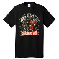 Rockin Around The Christmas Funny Cowboy Trump Western Xmas Tall T-Shirt