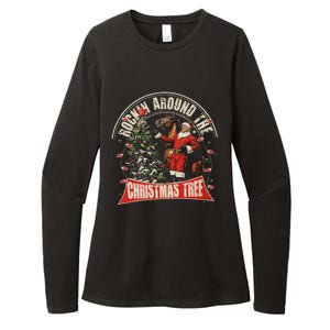 Rockin Around The Christmas Funny Cowboy Trump Western Xmas Womens CVC Long Sleeve Shirt