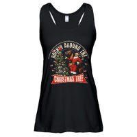 Rockin Around The Christmas Funny Cowboy Trump Western Xmas Ladies Essential Flowy Tank