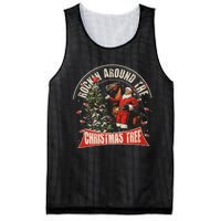 Rockin Around The Christmas Funny Cowboy Trump Western Xmas Mesh Reversible Basketball Jersey Tank