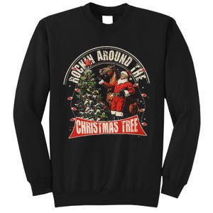 Rockin Around The Christmas Funny Cowboy Trump Western Xmas Tall Sweatshirt