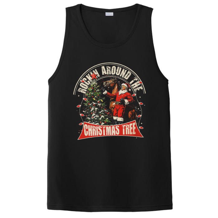 Rockin Around The Christmas Funny Cowboy Trump Western Xmas PosiCharge Competitor Tank