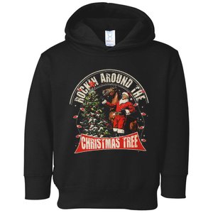 Rockin Around The Christmas Funny Cowboy Trump Western Xmas Toddler Hoodie