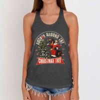 Rockin Around The Christmas Funny Cowboy Trump Western Xmas Women's Knotted Racerback Tank