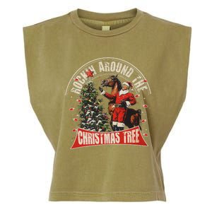 Rockin Around The Christmas Funny Cowboy Trump Western Xmas Garment-Dyed Women's Muscle Tee