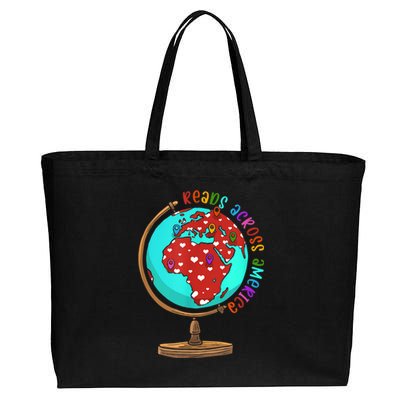 Reads Across That America Reading Lover Teacher Reader Cotton Canvas Jumbo Tote