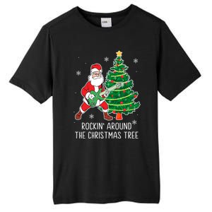 Rockin Around The Christmas Tree Santa Claus Guitar Player Gift Tall Fusion ChromaSoft Performance T-Shirt