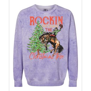 Rocking Around The Christmas Tree Christmas Cowboy Horse Colorblast Crewneck Sweatshirt