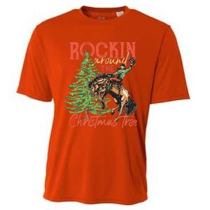 Rocking Around The Christmas Tree Christmas Cowboy Horse Cooling Performance Crew T-Shirt