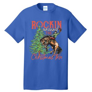 Rocking Around The Christmas Tree Christmas Cowboy Horse Tall T-Shirt