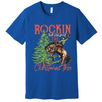 Rocking Around The Christmas Tree Christmas Cowboy Horse Premium T-Shirt