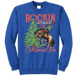 Rocking Around The Christmas Tree Christmas Cowboy Horse Tall Sweatshirt