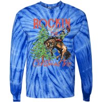 Rocking Around The Christmas Tree Christmas Cowboy Horse Tie-Dye Long Sleeve Shirt