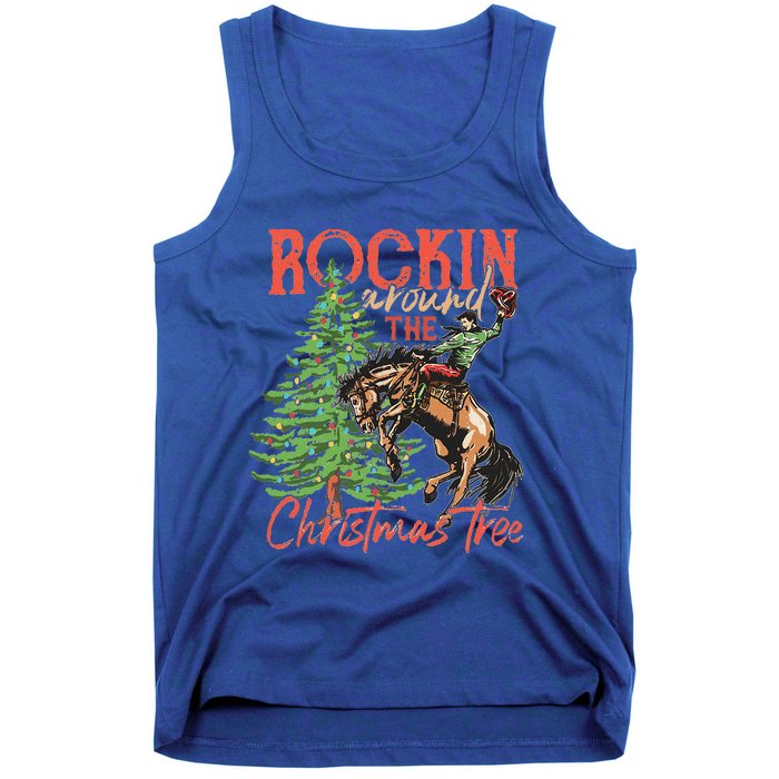 Rocking Around The Christmas Tree Christmas Cowboy Horse Tank Top