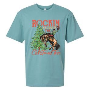 Rocking Around The Christmas Tree Christmas Cowboy Horse Sueded Cloud Jersey T-Shirt