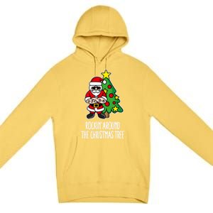 Rockin Around The Christmas Tree Santa Claus Hipster Barber Gift Premium Pullover Hoodie